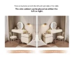 Modern cream dressing table with storage drawers and mirror in bedroom setting