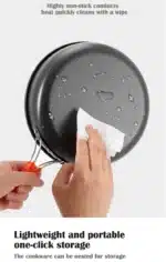 Aluminum Outdoor Camping Cookware Set, With Mesh Bag Folding Cookset Camping Kitchen Cooking Teapot and Pans Equipment – in