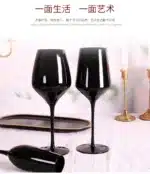 2Pcs glass household, multi-purpose black crystal glass, tall red wine glass, champagne glass, glass wine glass – styled in