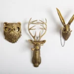 Wall Decoration Resin Imitation Copper Animal Deer Head Wall Storage Hook Wall Hanging Indoor Fireplace Office Decor