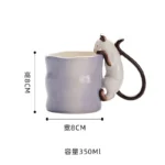 350ml Creative Ceramic Cat Mug with 3D Embossed Cat Design Exquisite Afternoon Tea Latte Coffee Cup Home Breakfast Milk Mug
