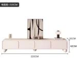 Nordic wood TV stand with drawers in a modern living room corner, featuring clean lines and ample storage