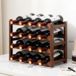 Wine Bottle Display Stand, 4 Tier Wooden Free Standing Wine Rack, Retro Minimalist Wine Storage Organizer Shelves for Home Decor - Image 10
