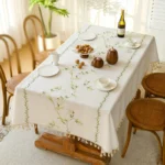 Nordic Cotton Linen Fabric Rectangular Tablecloth Dust Proof Table Cover Small Fresh Waterproof Embroidered Dining