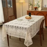 Rectangular Hollow Out Knitted Tablecloth Rural Retro Cotton Thread Crochet Dining Table Cover Lace Tea Table Cloth Table