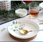 Bone China Dinnerware, Household Ceramic Rice Bowl, Deep Dishes, Soup Pots, Steak Flat Plate, Delicate Floral Tableware