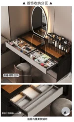 Modern dressing table set with mirror and stool in a stylish bedroom
