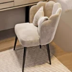 Modern bedroom vanity table with mirror and storage drawers, makeup vanity desk with stool