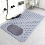 Non-Slip Bath Mat with Massage Feature Oblong Shower Floor Rug Non-Textile Water Absorbent Bathroom Mat with Suction Cups