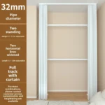 Freestanding coat rack with hooks holding jackets and bags in an entryway, adjustable design with sturdy steel frame