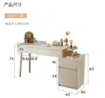 Solid Wood Dressing Table with Mirror and Stool - White – styled in a modern Vanities setting