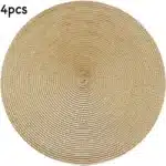 4pcs/set Christmas Placemat Round Braided Placemats Washable Non-Slip Place Mats Festival Table Decoration – side view