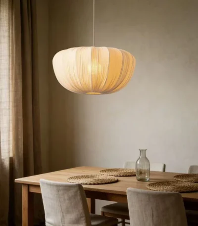 Japanese Wabi Sabi Retro Fabric E27 Pendant Light Living Dining Room Chandelier Designer Home Decor Bedroom Lustre Hanging