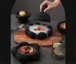 Black Cement Tableware Dinner Plate stone Sashimi sushi Disc Dry Ice Tray Plate Dessert Plates Dim Sum Dish Steak Plates