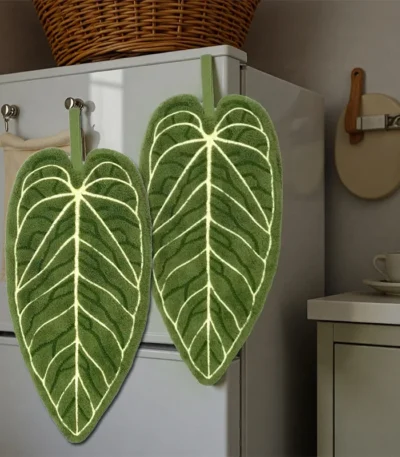 Plant Towels Ultra-Absorbent Quick-Dry Bathroom & Kitchen Towel - Tropical Leaf Design Hand/Thumb Towel with Hanging Loop