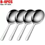 Stainless Steel Serving Spoons Dining Soup Rice Spoon with Drain Hole Heat Insulated Handle Kitchen Utensils Restaurant