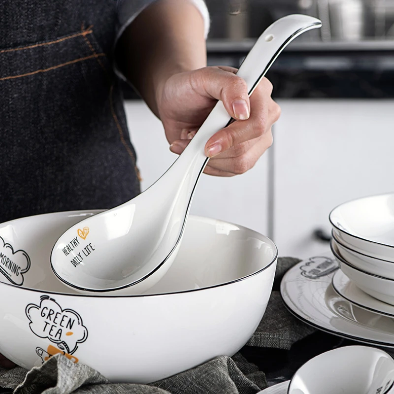 S8bf0aa27929643999329c6eaed7b18dcV.webp Restaurant Accessories for Serving Kitchen Ladle Long Handle Spoon Tableware Cheap Home Utensils Ceramic Spoons Large Cutlery - Image 1