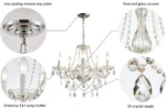 Elegant crystal chandelier illuminating a modern living room with sparkling light
