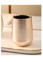 Rose gold ceramic wash bathroom Accessories set hotel bathroom wash Soap set dish lotion bottle mouth wash cup Toothbrush