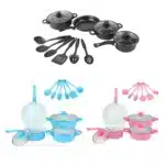 12-Piece Non-Stick Cookware Set Cooking Pot with Lid Milk Pot Maifan Stone Frying Pan Cooking Pot Set for All Hob – top view