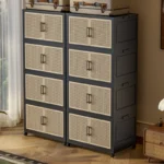 Foldable storage cabinet on wheels in white with two doors, 60cm wide, perfect for bedroom organization