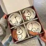 Snoopy 4 Pieces Ceramic Bowl Set 2025 New Style Under Glaze Color Cute Cartoon Pattern Home Noodle Rice Tableware For Kids