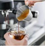 MHW-3BOMBER Espresso Measuring Cup 100ml Dual Pour Spouts & Accurate Scale Stainless Steel Shot Cup for Baristas – in a