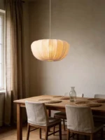 Nordic Minimalist Wabi Sabi Fabric Chandelier Living Dining Room Bedroom Pendant Light Indoor Home Decor Hanging Lamp