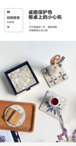 6 Pieces Colorful Shell Coaster Set Circle/Square Teapot Cup Insulation Pad Desktop Tableware Bowl Mat Home Kitchen Supplies