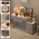 Modern dressing table with mirror and two drawers in white painted finish for bedroom use