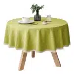 New Large Round Tablecloth Solid Color Cotton Linen Waterproof Table Cloth Oil-Proof Table Cover for Kitchen Garden