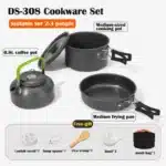 Aluminum Outdoor Camping Cookware Set, With Mesh Bag Folding Cookset Camping Kitchen Cooking Teapot and Pans Equipment