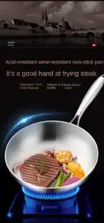 316 Stainless Steel Deep Fryer Non Stick Frying Pan Cooking Steak Kitchen Cookware Gas Stove Induction Cooker Universal Milk