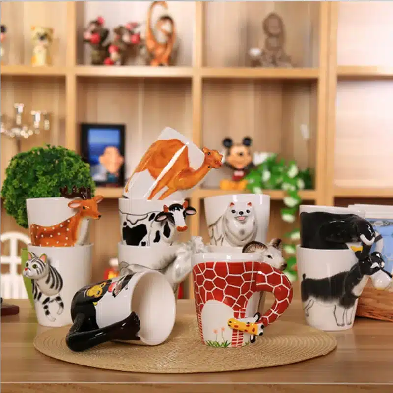 European Style Cartoon 3D Animal Dinosaur Ceramic Coffee Cup Birthday Gift Office Mug Alien Animal Tea Cup Home Decoration