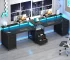 Premium 98.4 Long Computer Desk with 9 Drawers, 2 Person Gaming Desk with LED Lights & Power Outlet, Two Person Home