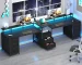 Premium 98.4 Long Computer Desk with 9 Drawers, 2 Person Gaming Desk with LED Lights & Power Outlet, Two Person Home