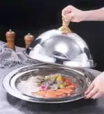 Big Dinner Dessert Plate with Lid Salad Plate Dinnerware seafood lobster Serving Dish Round Plate with Dome Cover Steak tray