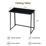JHK Folding Office Computer Desk 31.5 Inch Metal Frame Easy Assembly Compact Foldable Writing Workstation For Home PC Table