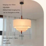Nordic Minimalist Wabi Sabi Fabric Chandelier Living Dining Room Bedroom Pendant Light Home Indoor Lighting Hanging Lamp