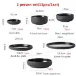 Nordic Ceramic Tableware Matte Glazed Japanese Style Ins Style Dishes Sets Salad Soup Bowl Flat Plate Dinnerware Dinner Set