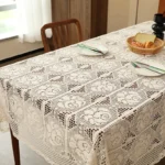 Rectangular Hollow Out Knitted Tablecloth Rural Retro Cotton Thread Crochet Dining Table Cover Lace Tea Table Cloth Table