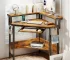 JHK Corner Desk Office Computer Desk for Small Space with LED Lights Gaming Table with Storage Shelves Power Outlets For Home
