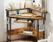 JHK Corner Desk Office Computer Desk for Small Space with LED Lights Gaming Table with Storage Shelves Power Outlets For Home