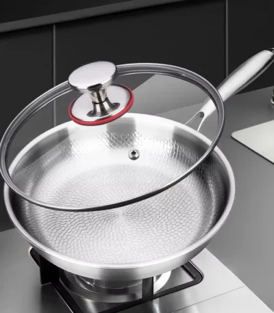 Titanium frying pan uncoated household fried egg fried steak pan thickened soldering pan gas stove induction cooker universal