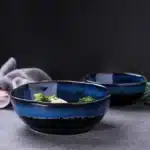1 Pcs Bone China Bowl Tableware Blue Janpan Rice Soup Dinner Service Retro Ceramic Dinnerware Restaurant Home Kitchen
