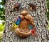 Tree Face Bird Feeder Outdoor, Eyes Glow in Dark Fun Old Man Tree Hugger Sculpture Yard Art Garden Lawn Ornament Decoration