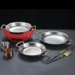 Commercial crayfish plate Flat bottom stewed rice pot Double ear frying pan hotpot 304 stainless steel Spanish seafood rice