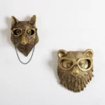 Wall Decoration Resin Imitation Copper Animal Deer Head Wall Storage Hook Wall Hanging Indoor Fireplace Office Decor