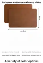 Luxury Placemat Leather Waterproof Double Layer Cowhide Western Food Mat Hotel Insulation Mat Placemats for Dinning Table