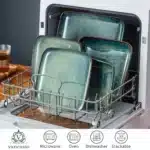 Vancasso Stern Dinner Set Green Square Kiln Change Glaze Tableware 16 Piece Kitchen Dinnerware Ceramic Crockery Set for 4